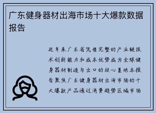 广东健身器材出海市场十大爆款数据报告